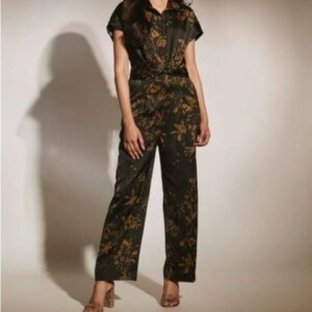 Satin Black and Gold Jumpsuit